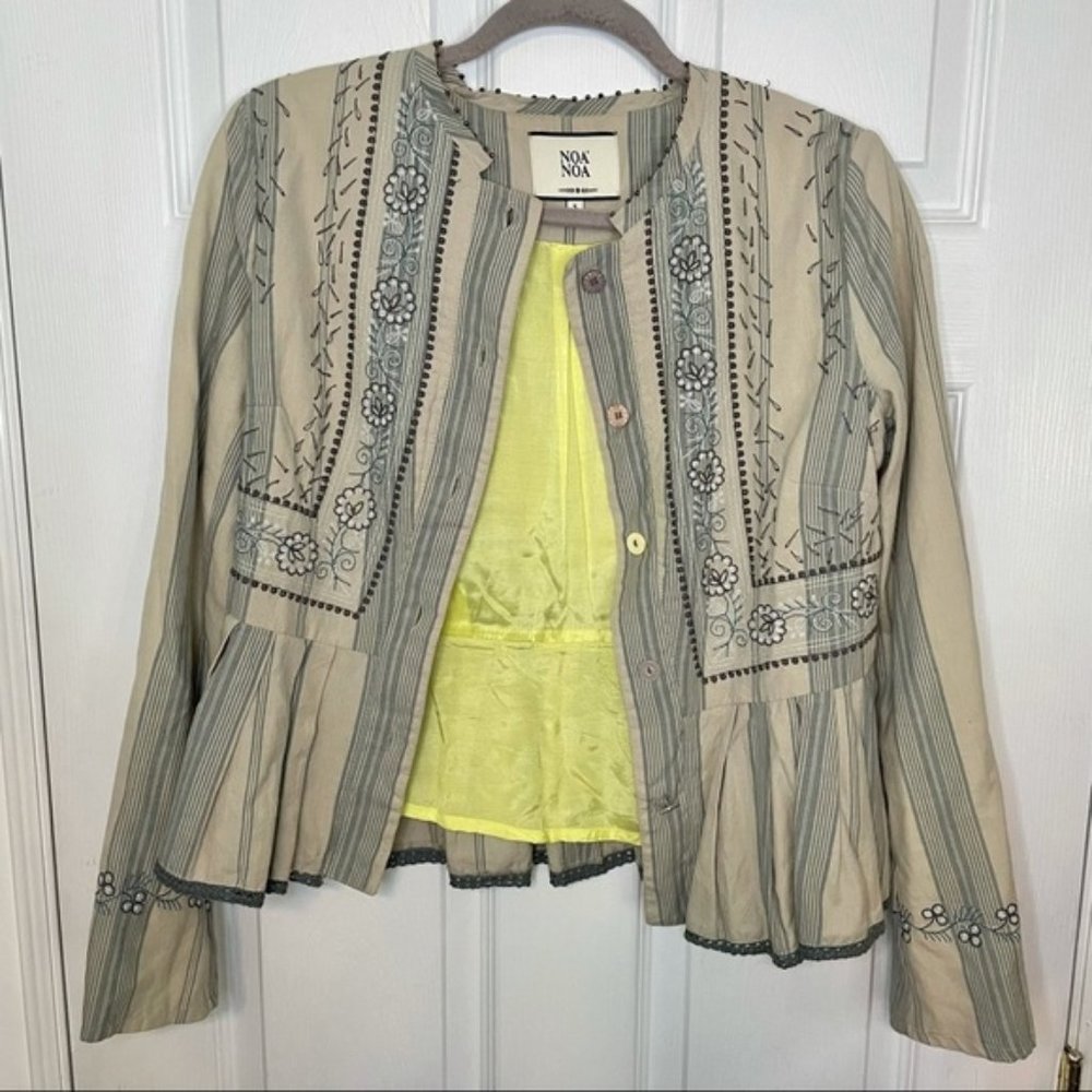 NOA Noa Embroidered Cotton Button Jacket Small